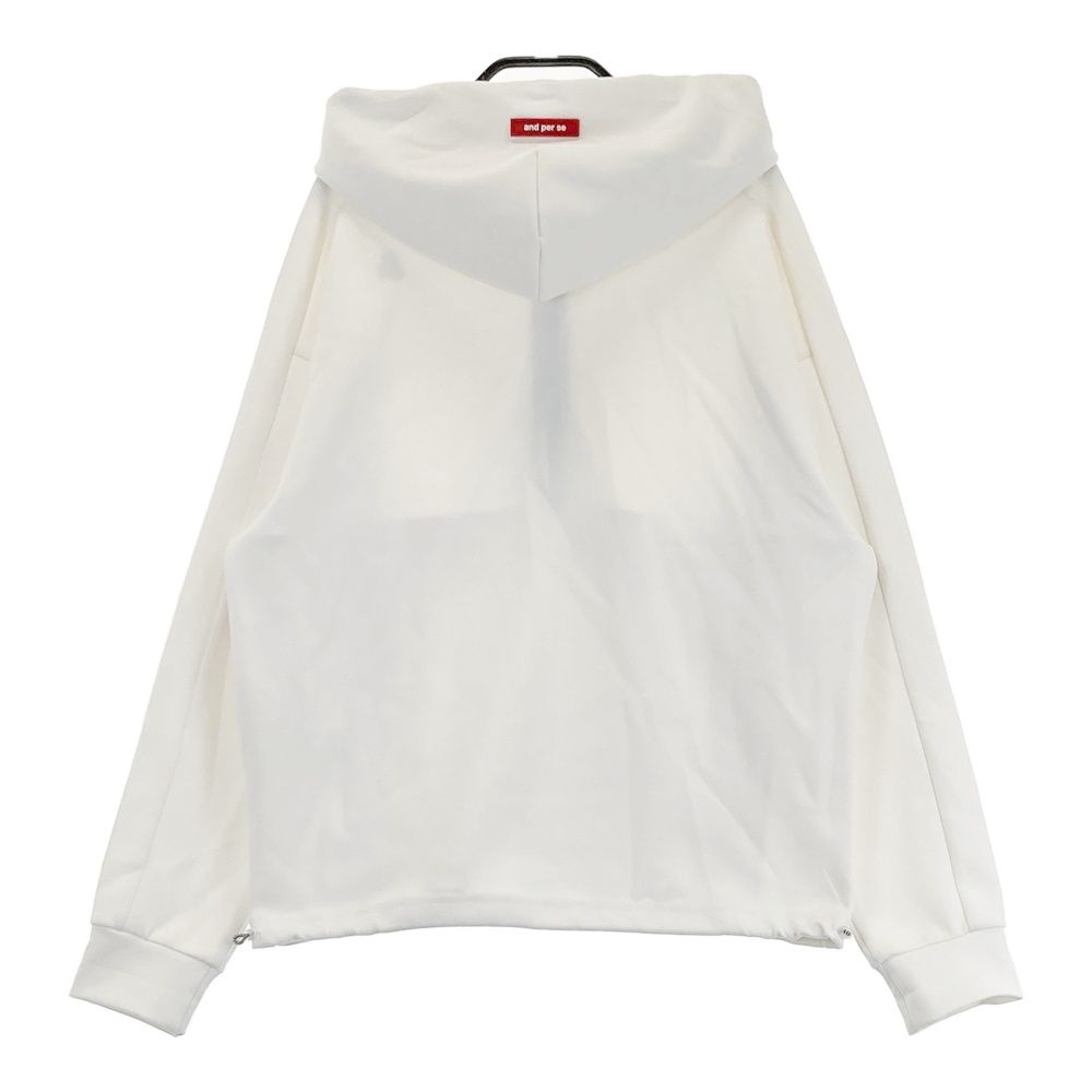 サイズ：M AND PER SE アンパスィ ハーフジップ パーカー ホワイト系