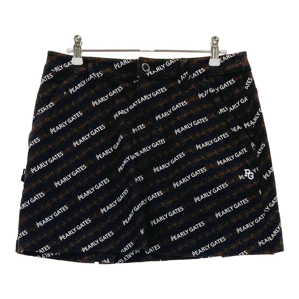 サイズ 1 PEARLY GATES パーリーゲイツ スカート 総柄 ブラック系 ゴルフウェア レディース ストスト