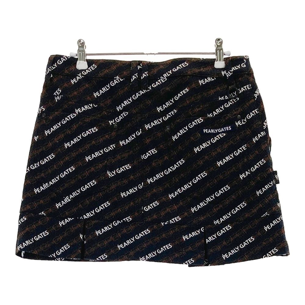 サイズ 1 PEARLY GATES パーリーゲイツ スカート 総柄 ブラック系 ゴルフウェア レディース ストスト