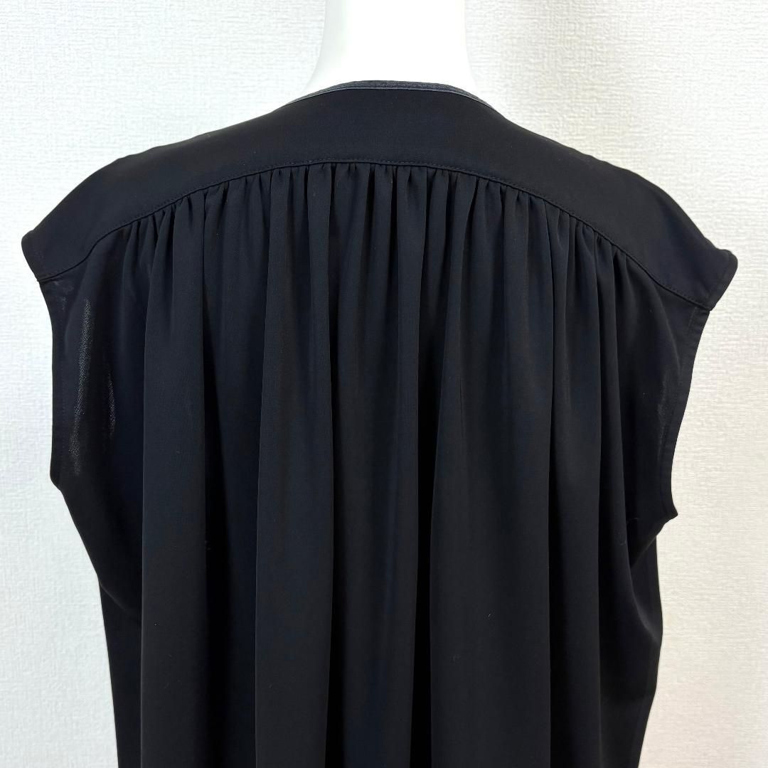 YOKOCHAN ノースリーブワンピース プルオーバー 胸元リボン ブラック 