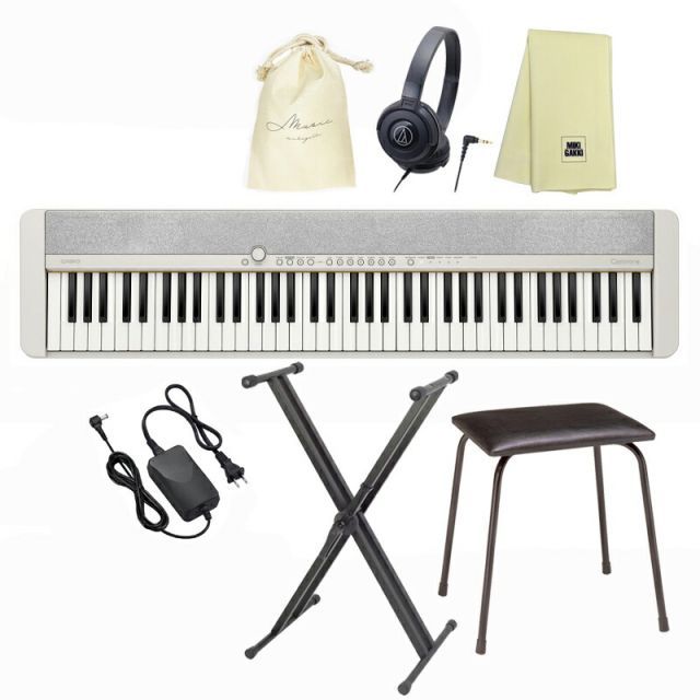 CASIO CT-S1-76WE X型スタンド 椅子 CB5 ヘッドフォン ATH-S100 巾着 楽器クロスセット キーボード ホワイト カシオ 76鍵盤 白