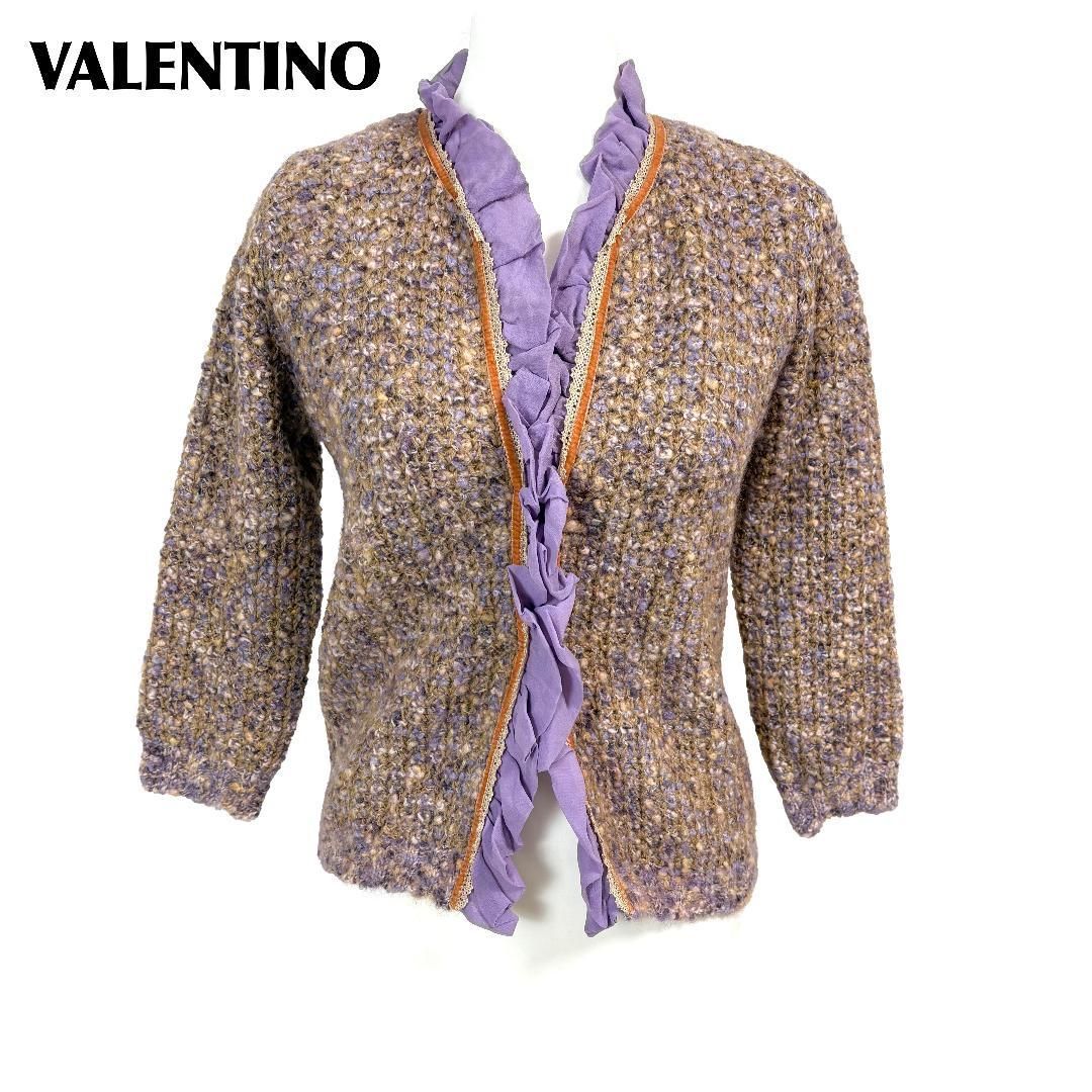 美品】 VALENTINO モヘヤ×カシミヤ混 カーディガン フリル 42 - メルカリ