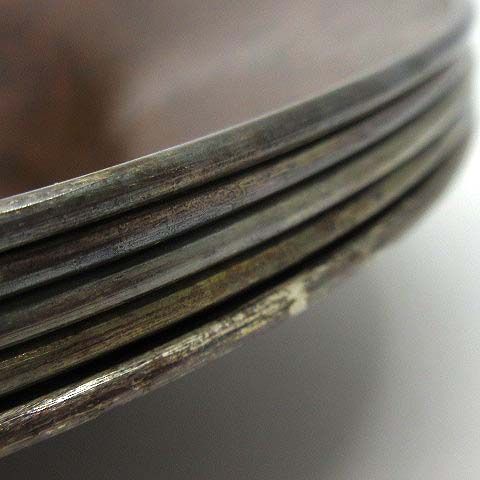 茶道具 静和堂 金谷五良三郎作 黄銅鎚目小判型 茶托 5客 静和堂 金谷五