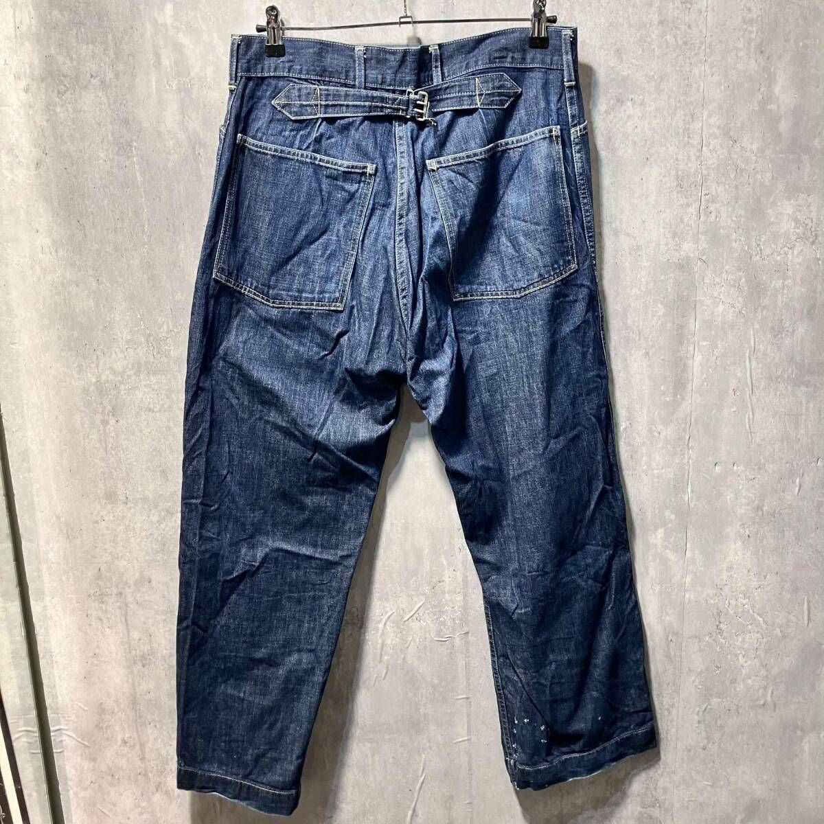 TENDERLOIN ボタンフライシンチバックデニムパンツ サイズ34 ネイビー