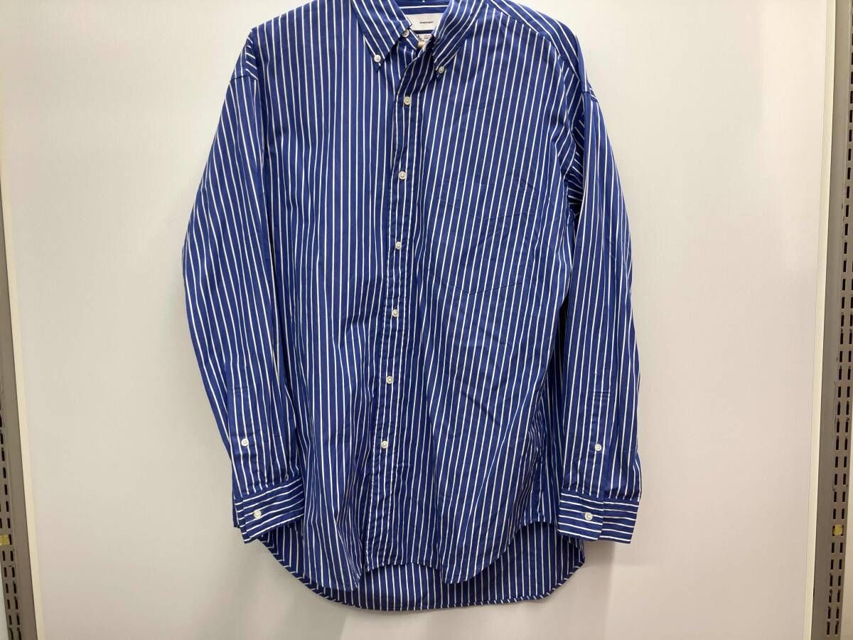 Graphpaper グラフペーパー 長袖シャツ GM 181-50085 ブルー ストライプ サイズ1