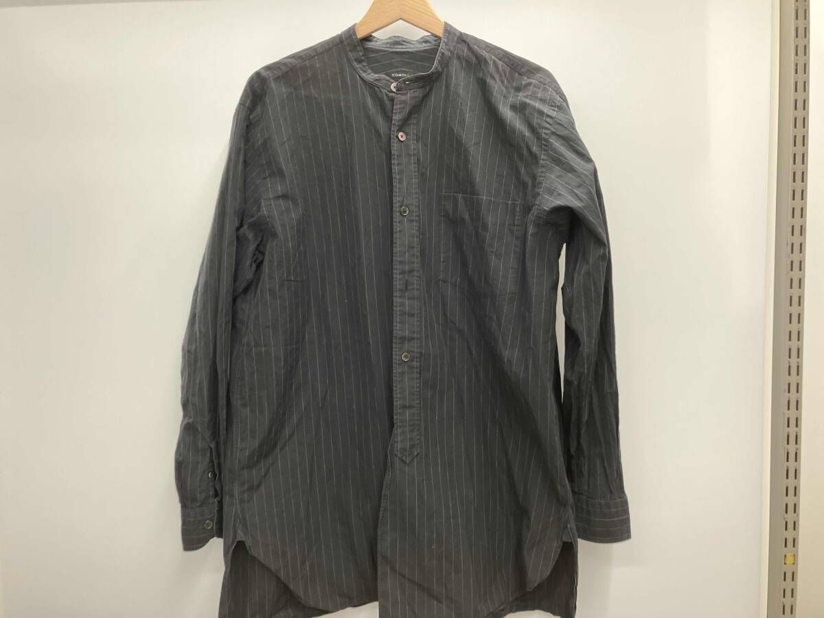 COMOLI コモリ 長袖シャツ Q 03 02002 ブラック ストライプ サイズ2