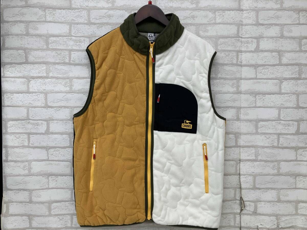 CHUMS CH 04 1472 チャムス ブービーステッチフリースベスト Ocher Crazy イエロー系 メンズ XL アウトドア