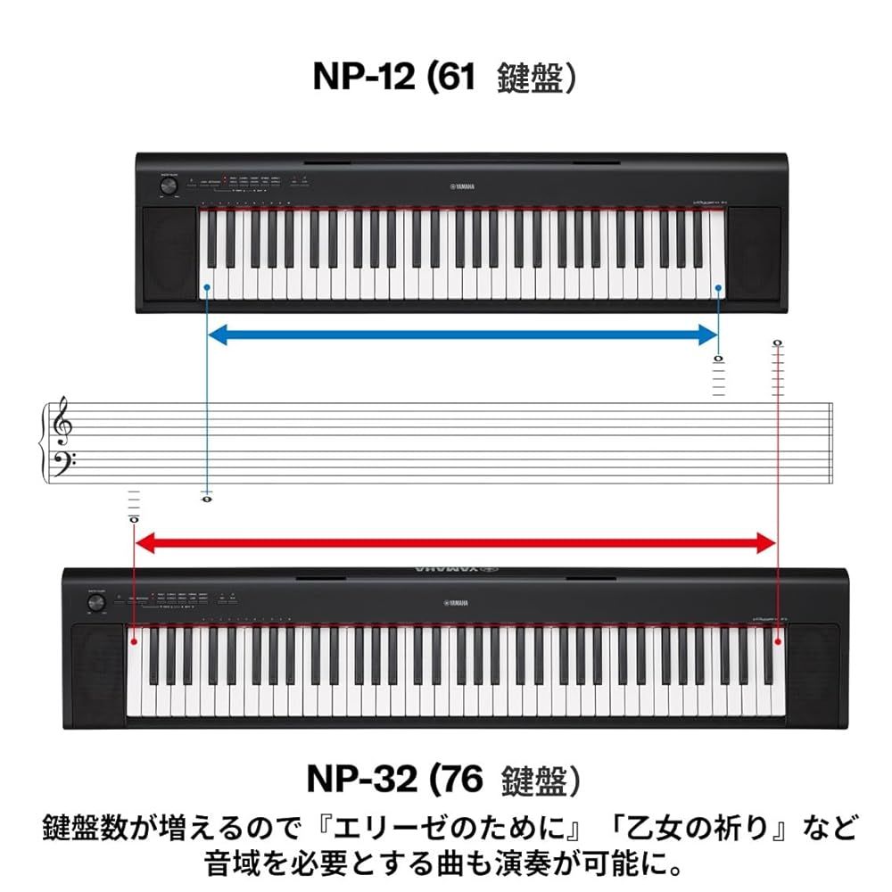 ヤマハ YAMAHA 電子キーボード piaggero ブラック NP-32B - メルカリ