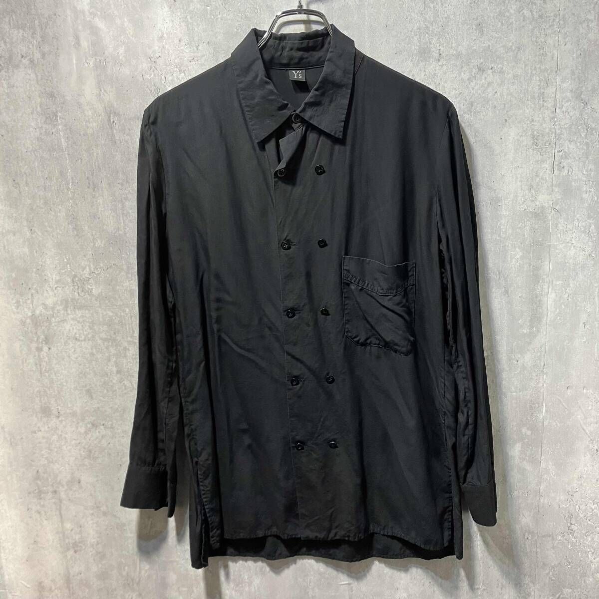 22 ss Y s 長袖シャツ ブラウス セルローズダブルシャツ サイズ2 ブラック YG-B 07-201 ワイズ