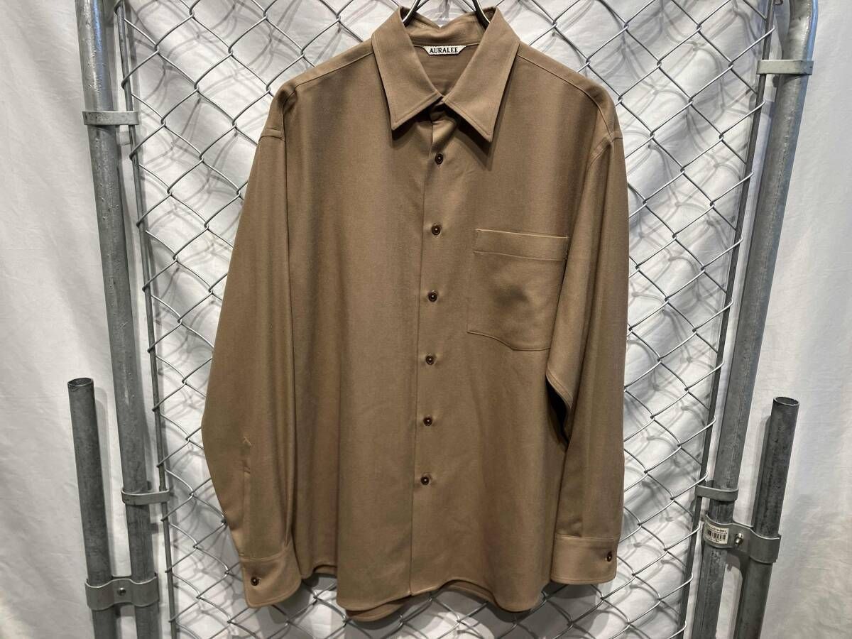 AURALEE オーラリー SUPER LIGHT WOOL SHIRTS スーパーライトウールシャツ size 3 ベージュ