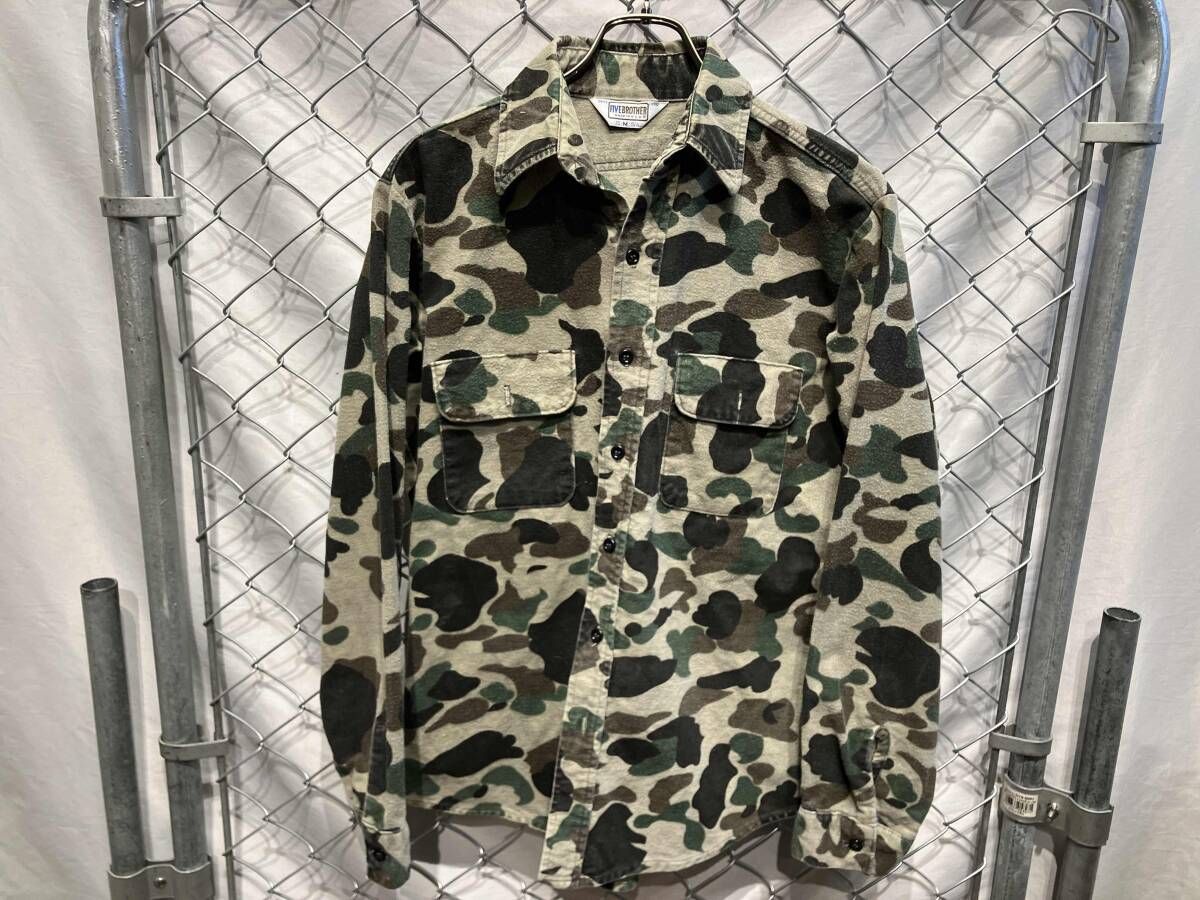 70 80 s FIVE BROTHER ファイブブラザー 長袖シャツ シャモアクロス カモ柄 サイズM