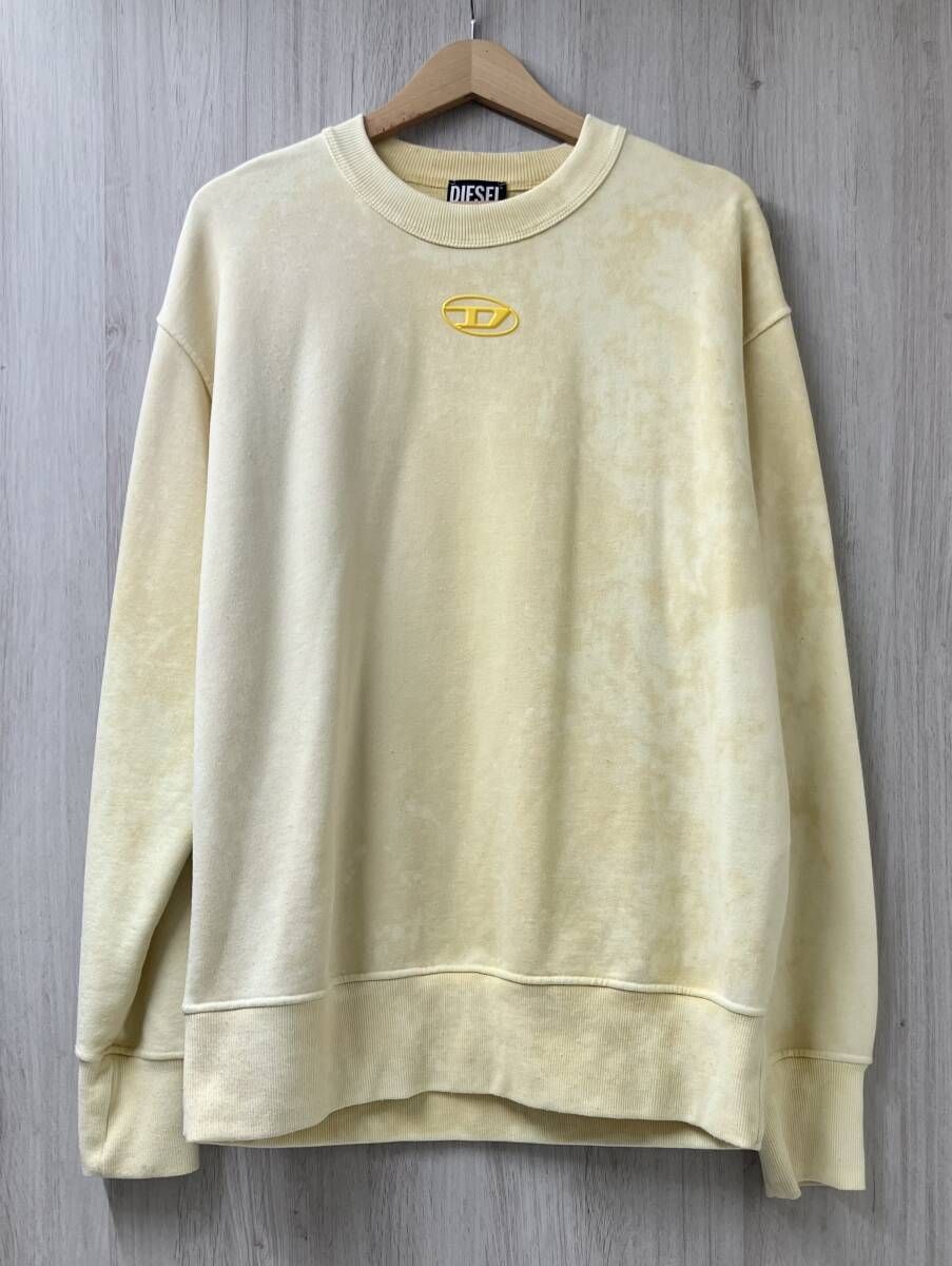 DIESEL ディーゼル S-MACS-G 1 メタルDロゴ オーバーダイ スウェット サイズS イエロー