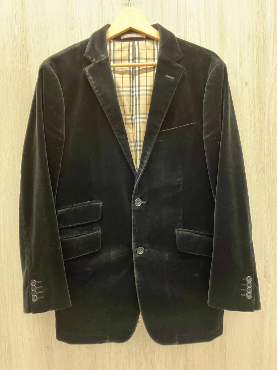 BLACK LABEL バーバリー ブラックレーベル BME 81-104-09 テーラードジャケット ブラック ベロア生地 サイズM