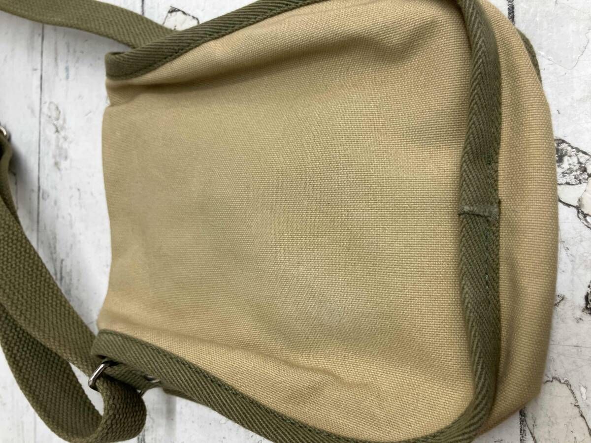 一澤信三郎帆布(一澤帆布) ベージュキャンバス グリーン ベルト 