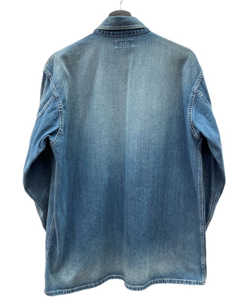 ロンハーマン Ron Herman 23 SS One Wash Pullover Shirt ワンウォッシュ プルオーバー シャツ デニム 青 長袖シャツ 無地 ブルー Mサイズ 104 MT-2318