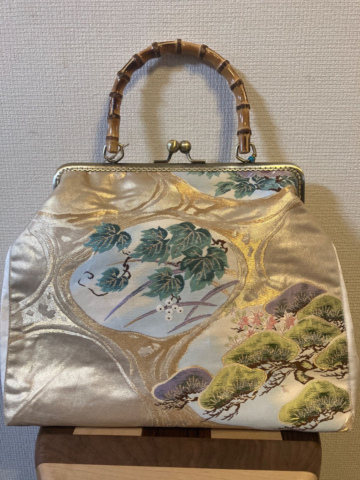 ハンドメイド帯リメイクがま口バッグ 琳派への誘い