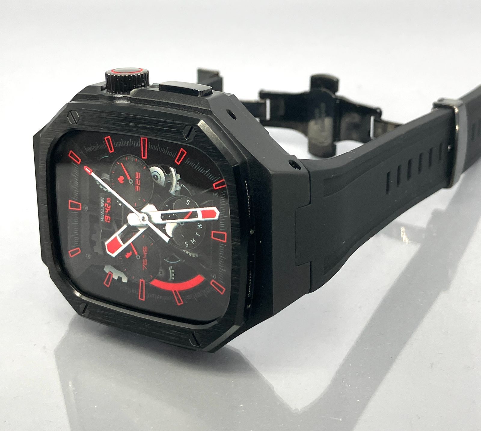 GimelZayin ブラック アップルウォッチ ラバーベルト カバー ステンレス アルミニウム ケース 49 mm ウルトラ ultra 2 3 メンズ レディース Apple Watch バンド