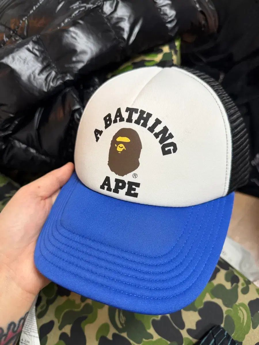 A BATHING APE メッシュキャップ ブルー ブラック