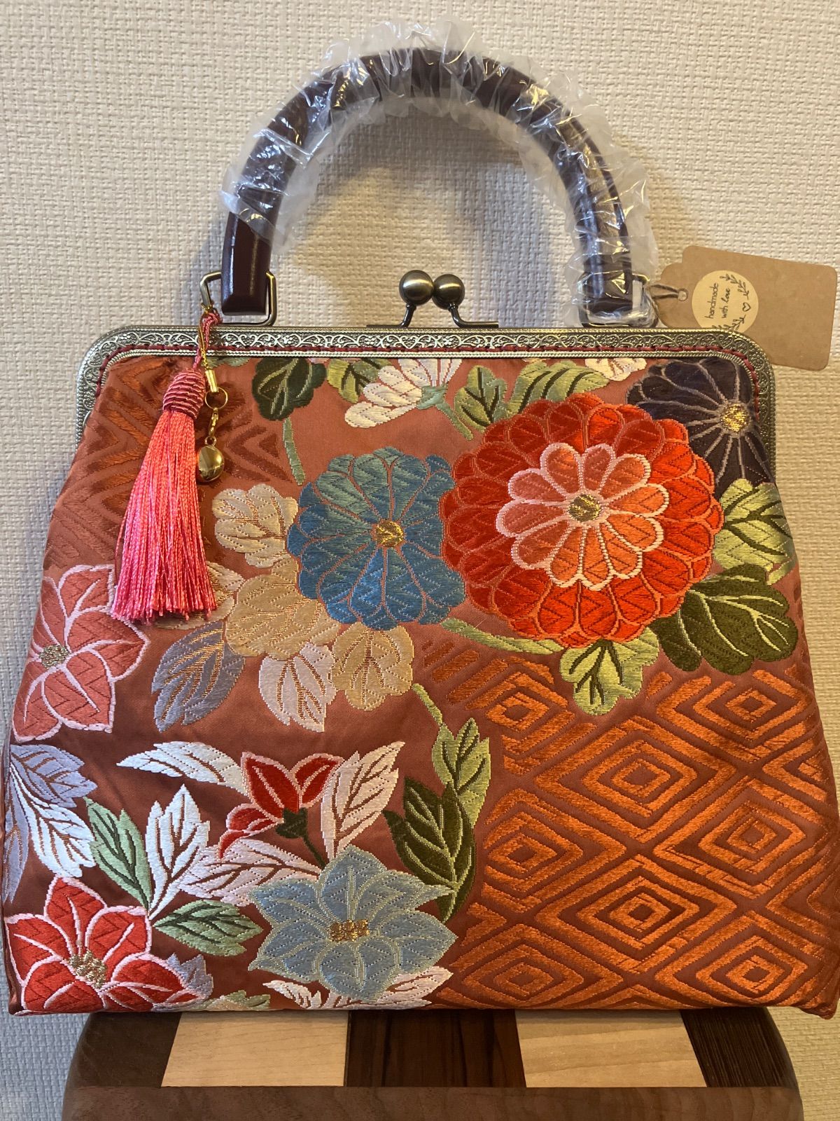 マダムハル ハンドメイド 帯リメイク 大きな がま口 バッグ 最終