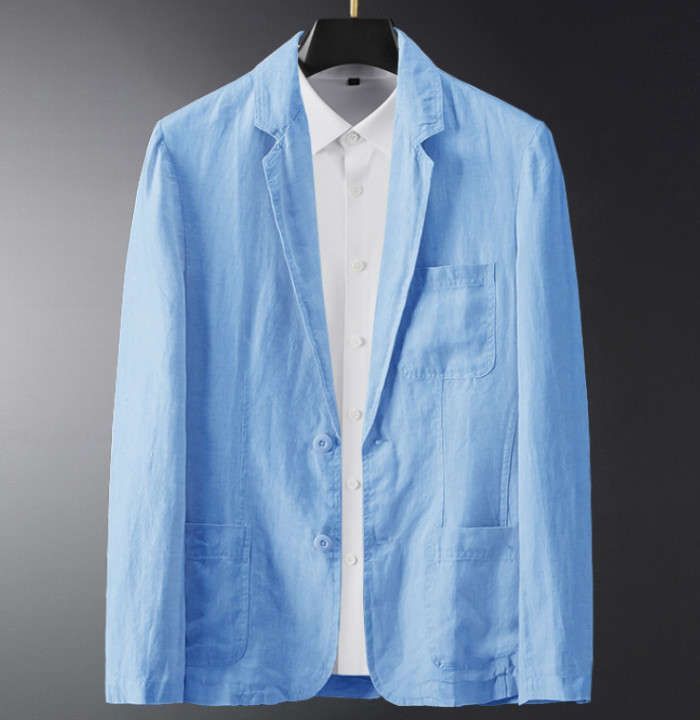 テーラードジャケット リネンジャケット メンズブレザー 無地 カジュアルジャケット 二つボタン ビジネス サマージャケット 亜麻 細身