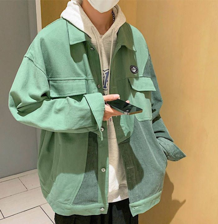  デニムジャケット コーデュロイジャケット ショートコート ジージャン メンズジージャン ゆったり 切り替え柄 カジュアルジャケット Gジャ コート ジャケット ファッション