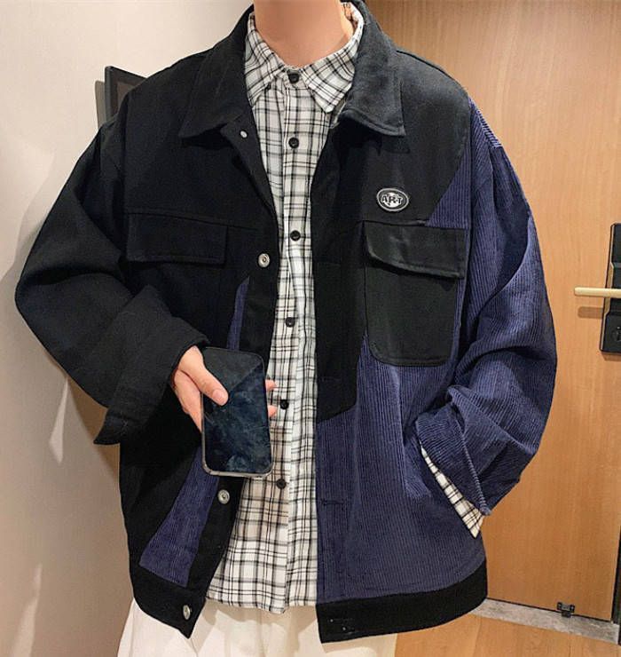 デニムジャケット コーデュロイジャケット ショートコート ジージャン メンズジージャン ゆったり 切り替え柄 カジュアルジャケット Gジャ