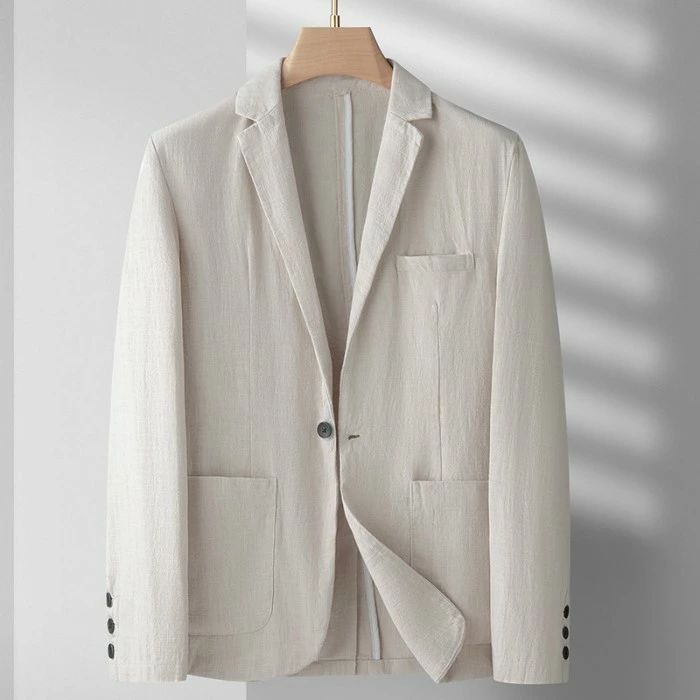  麻綿 サマージャケット メンズ テーラードジャケット カジュアル リネンジャケット 無地 薄地 サマーアウター 1つボタン ビジネスジャケッ コート ジャケット ファッション