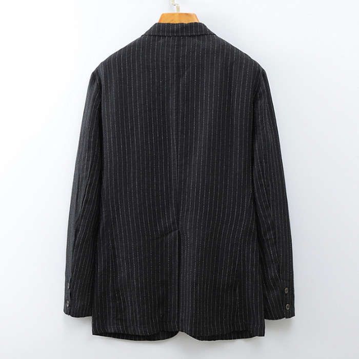  リネンジャケット サマージャケット テーラードジャケット メンズブレザー ストライプ柄 カジュアルジャケット 二つボタン ビジネス チェス コート ジャケット ファッション