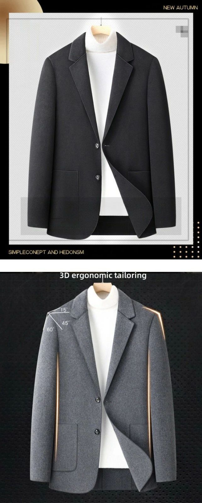 ウール メルトンジャケット メンズ テーラードジャケット スリムジャケット カジュアルジャケット ブレザー 男性 無地 ビジネスジャケット