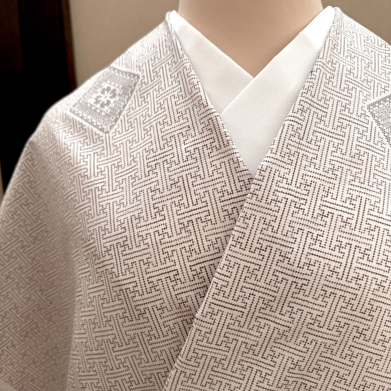 着物 本場奄美大島紬 白秋名 ×白龍郷柄 一元絣 興紬工房 0239