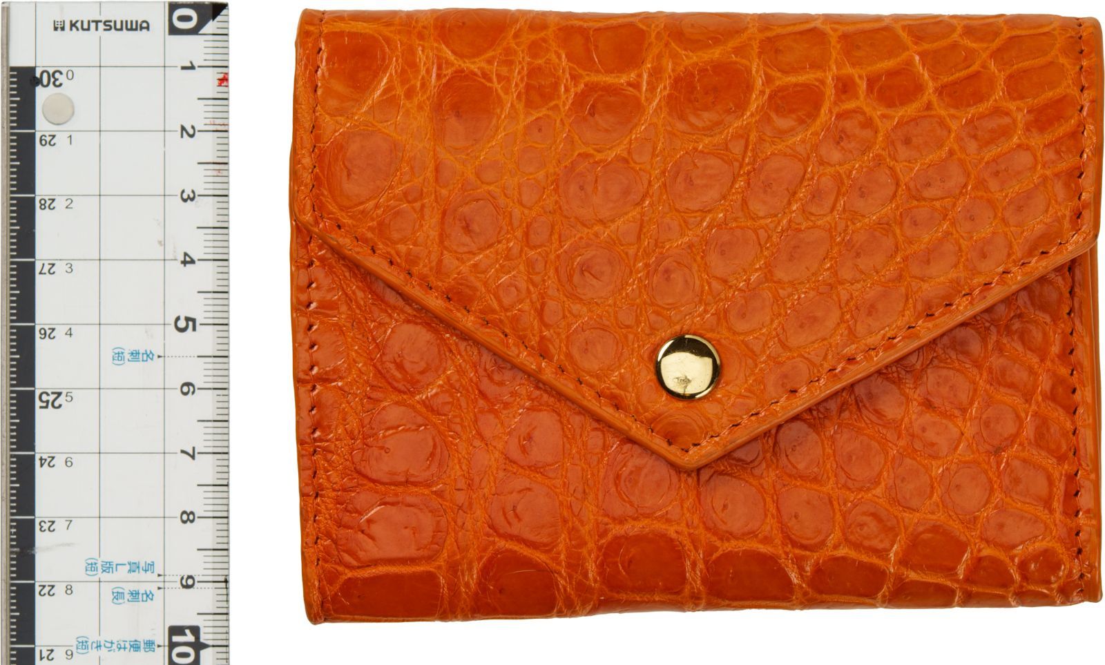 クロコダイル三つ折り財布 オレンジ｜金運アップ