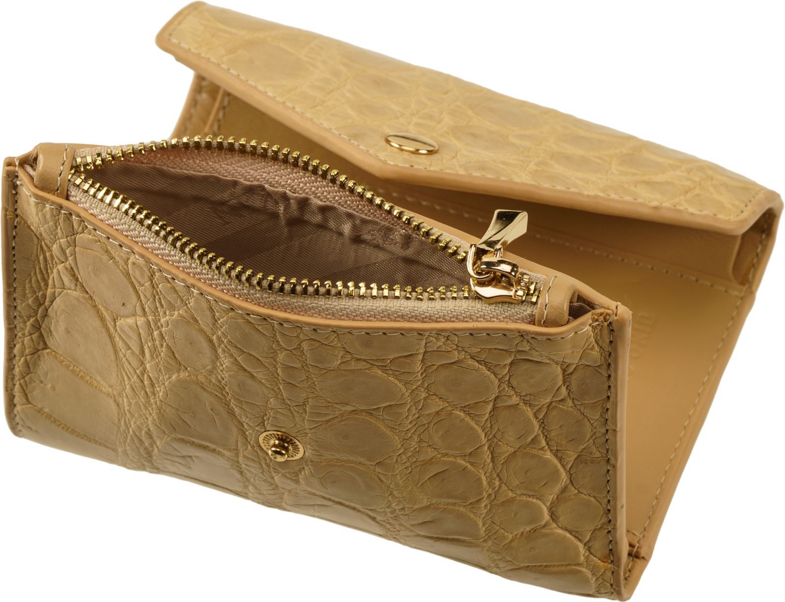 クロコダイル三つ折り財布 落ち葉色｜コンパクト-