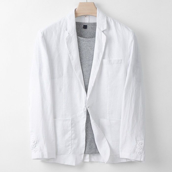 テーラードジャケット リネン ジャケット メンズ ブレザー 無地 サマージャケット 亜麻 カジュアルジャケット 二つボタン ビジネス テ