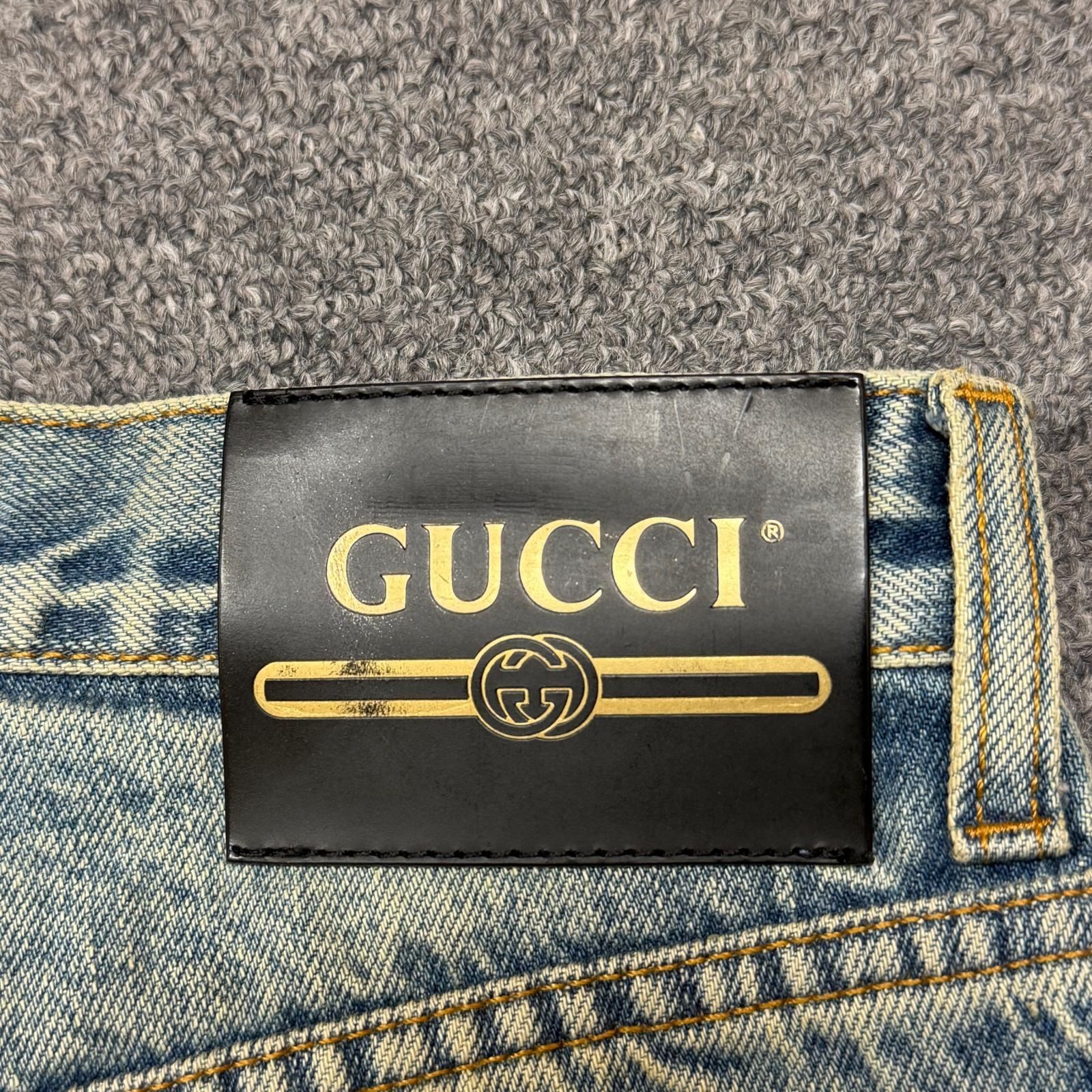 国内正規 GUCCI エコブリーチドリップドオーガニックデニムパンツ 