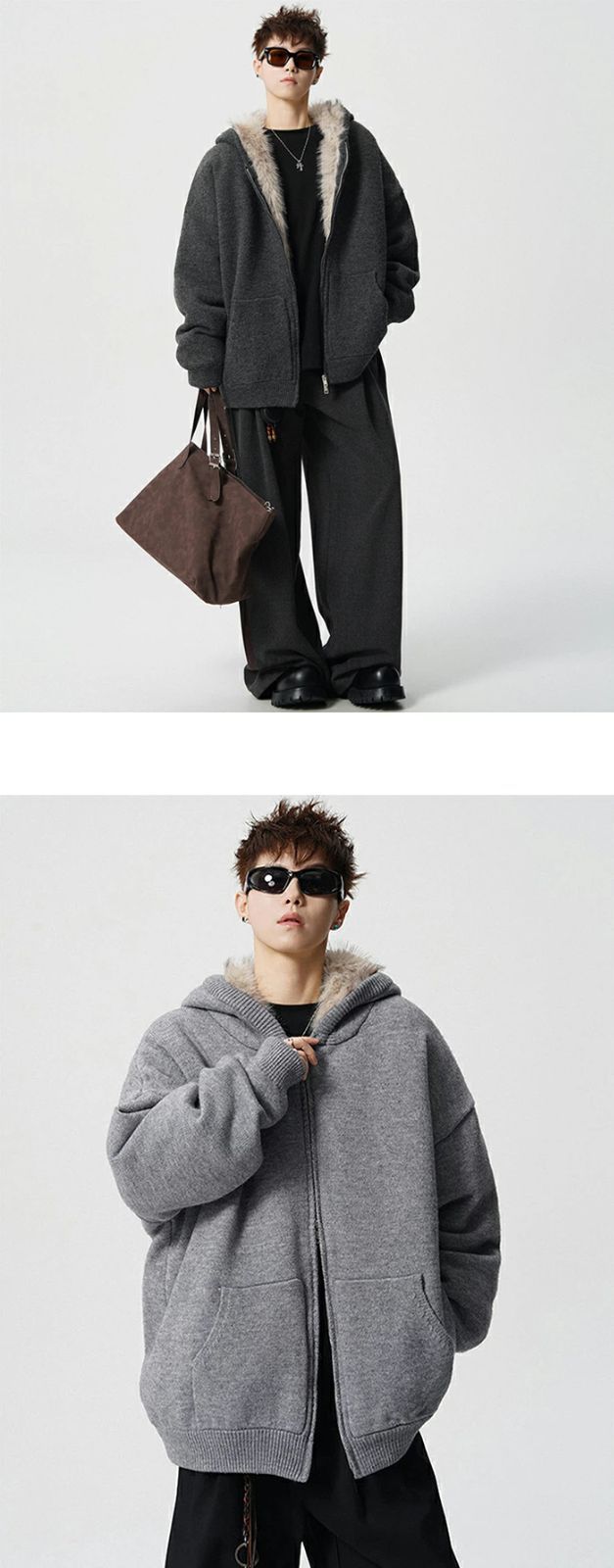  ニット メンズジャケット 裏ボア 冬 アウター ジップアップパーカー 厚手 カジュアルジャケット ゆったり ブルゾン フード付き ジャンパー コート ジャケット ファッション