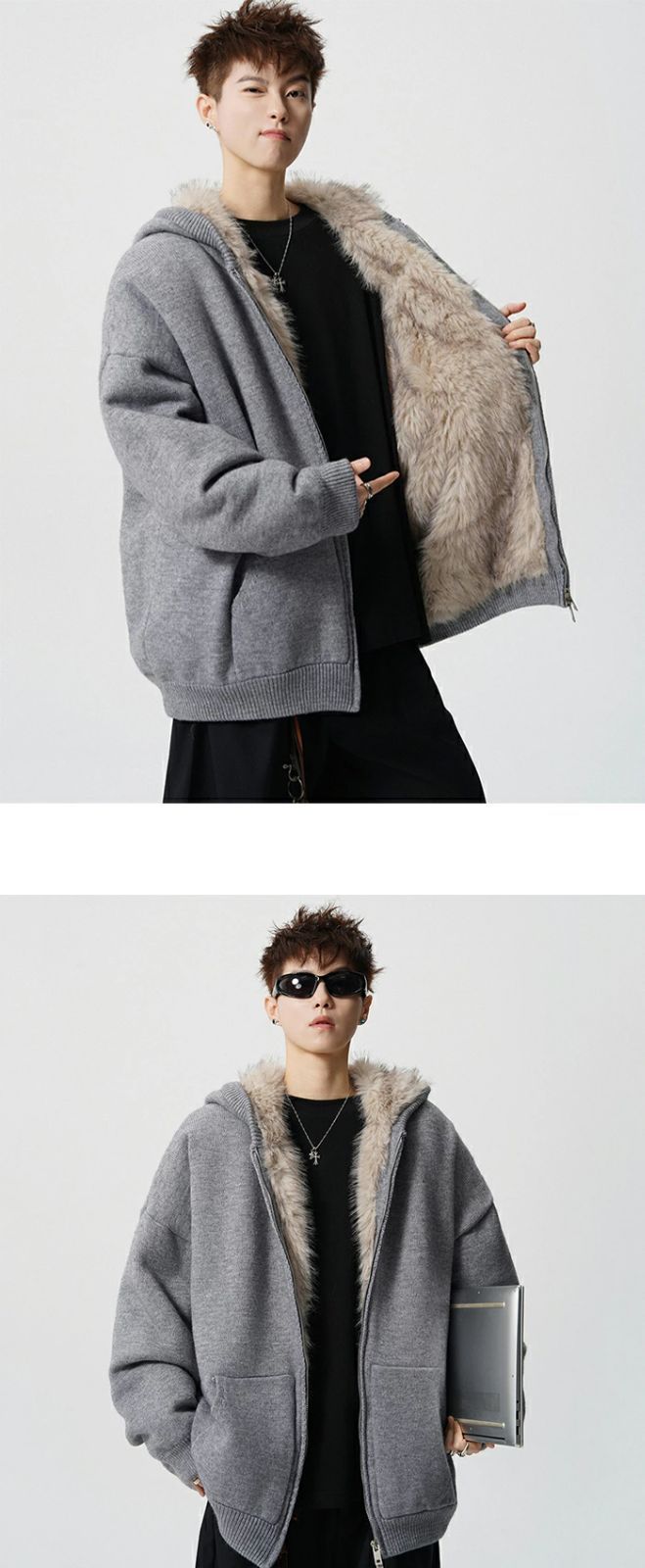 ジップアップパーカー 厚手