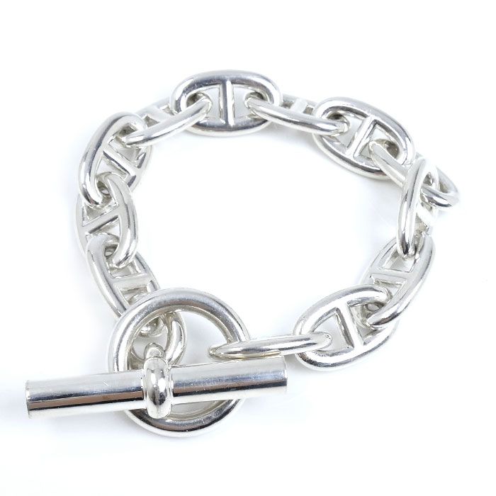 HERMES エルメス シルバー925 シェーヌダンクル TGM 12コマ ブレスレット 108 5 g 22 cm メンズ