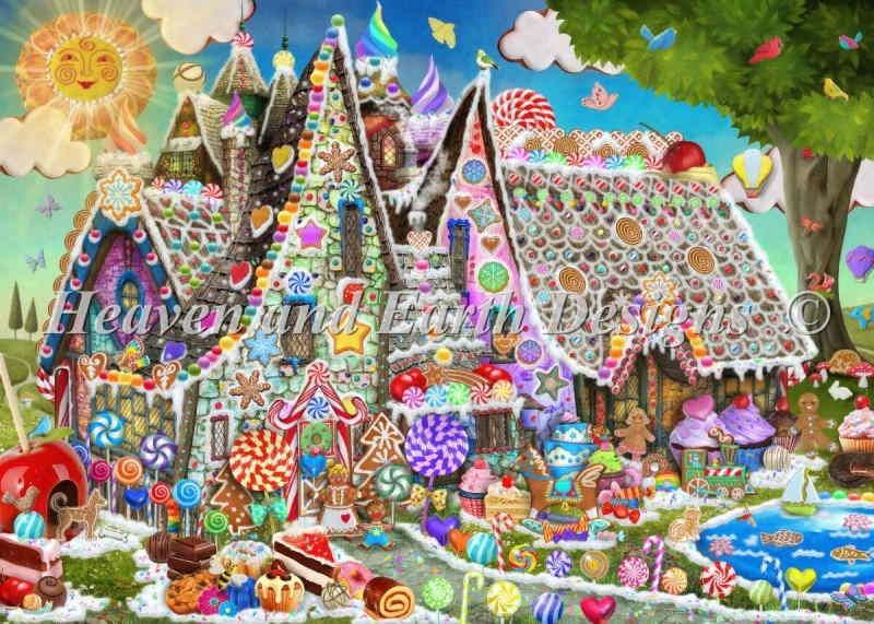 Aimee Stewart クロスステッチ 図案 刺しゅう チャート 【 Supersized Gingerbread Manor Max Colors 】 Heaven And Earth Designs 上級者 全面刺し HAED お菓子の家 おかしの家 Aimee Stewart 図案 Colors 全面刺し Little