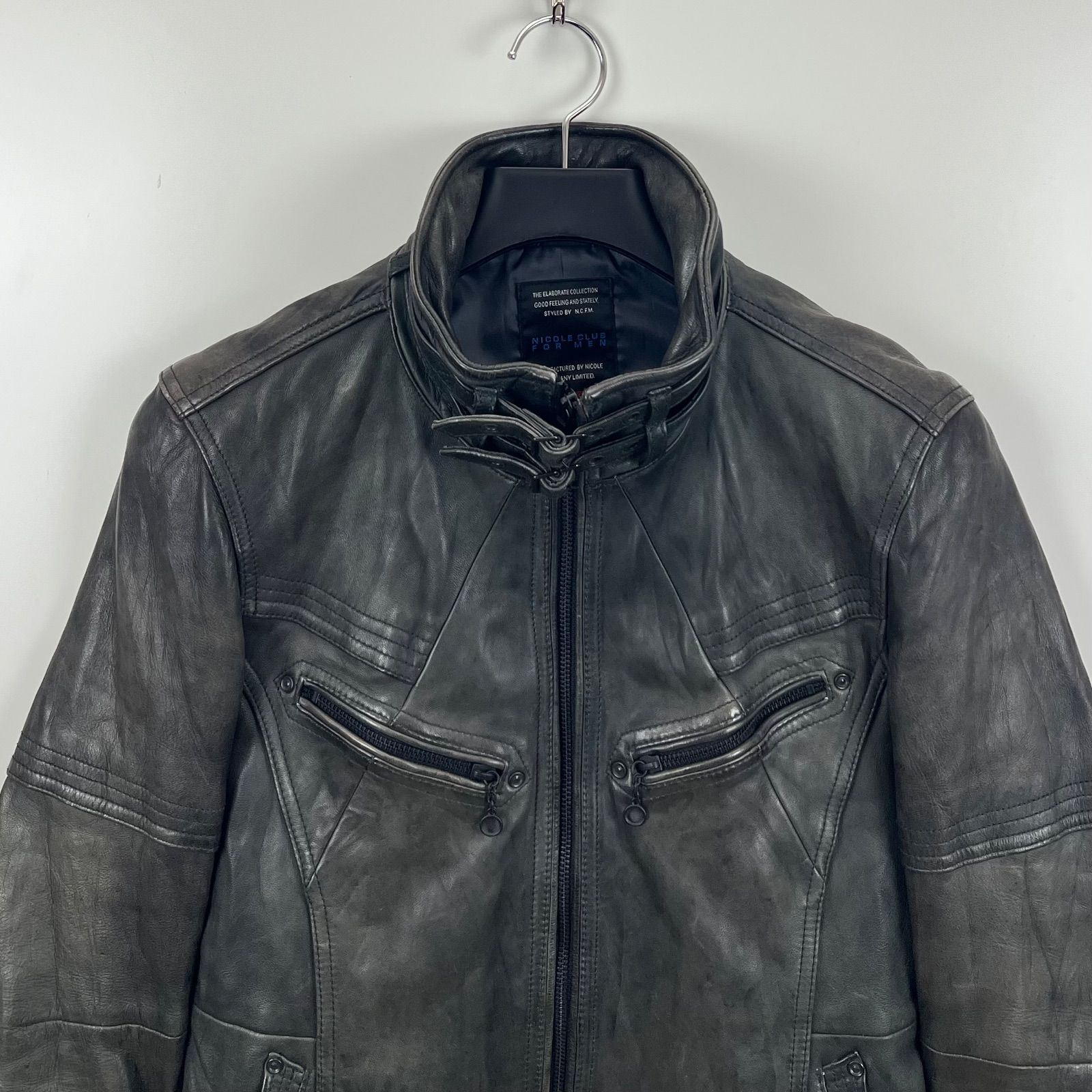 NICOLE CLUB FOR MEN 00s y2k sheepskin leather riders jacket 46 M