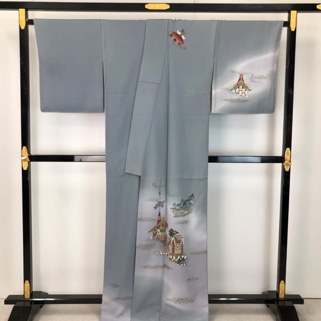 付下げ 作家物 鉾 風景 藍生壁色 しつけ糸 トールサイズ K-5580 【公式