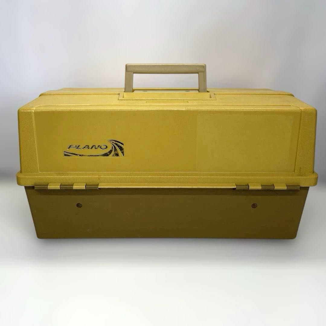 PLANO 8106 タックルボックス6段 両開き 1976～77年製 マスタード×ブラウン プラノ OLD オールドタックルボックス ヴィンテージタックルボックス 釣り フィッシング ルアーやワーム等の釣り具の収納や整理に【現状品】