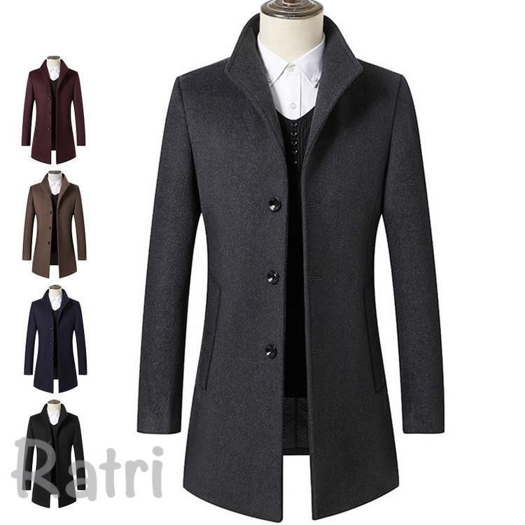 メンズ ウールコート チェスターコート アウター コート 無地 暖 ロング丈 防寒 あたたか ビジネスコート 通勤