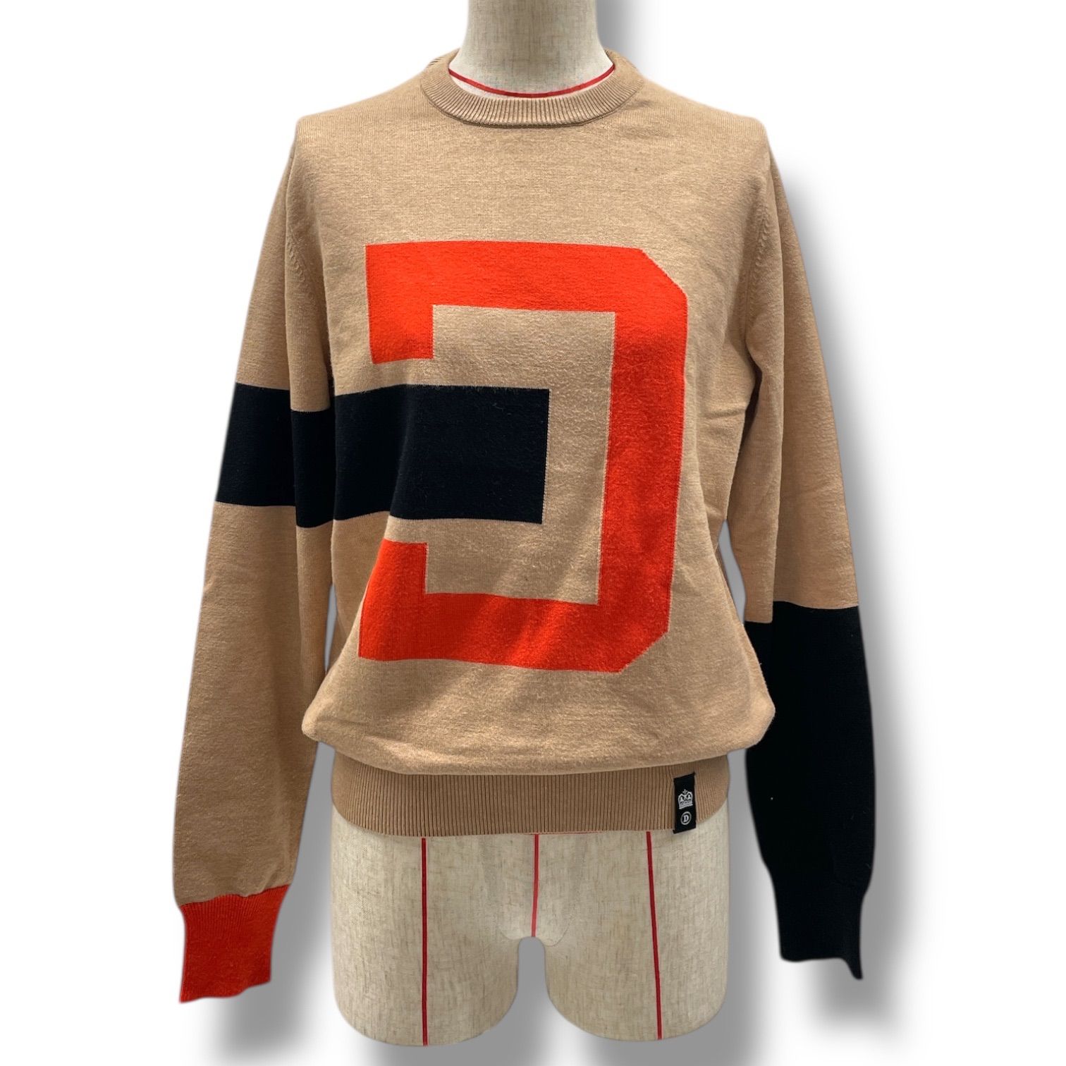 DOUBLE STANDARD CLOTHING ダブルスタンダードクロージング オリジナル インターシャ ニット Dロゴ セーター 0209-130-241 ベージュ フリーサイズ レディース 秋 冬 ゴーゴー古着マルイ北千住店 4 No.1347