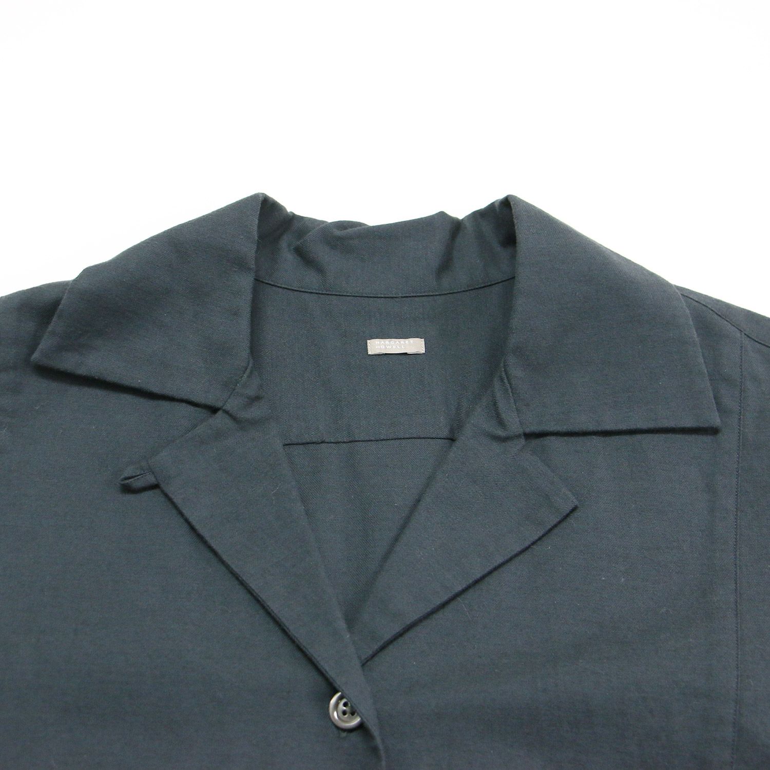 【美品】マーガレットハウエル シルクコットン シャツワンピース ネイビー M MARGARET HOWELL マーガレットハウエル ワンピース ネイビー 紺 サイズ