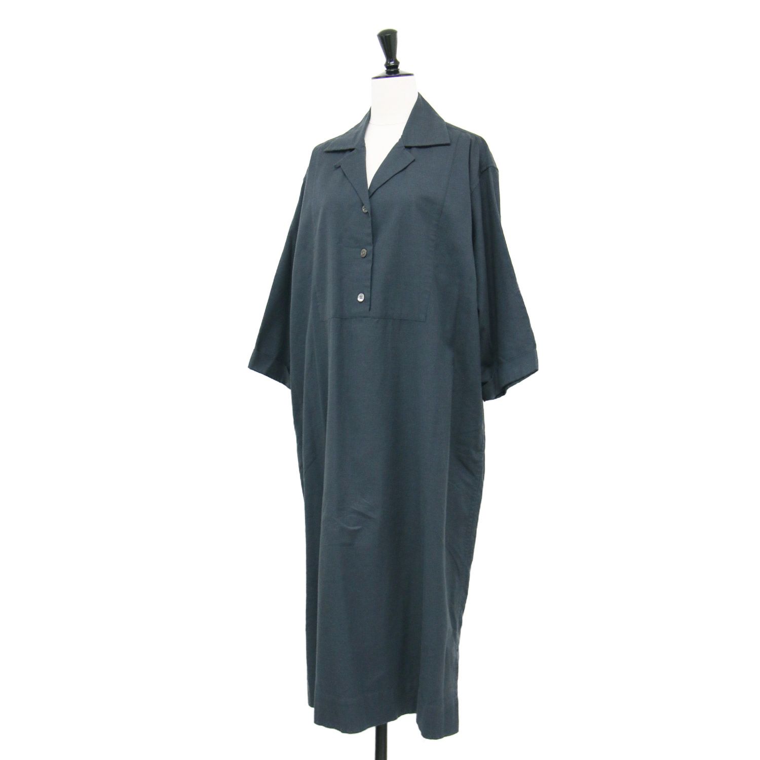 【美品】マーガレットハウエル シルクコットン シャツワンピース ネイビー M MARGARET HOWELL マーガレットハウエル ワンピース ネイビー 紺 サイズ