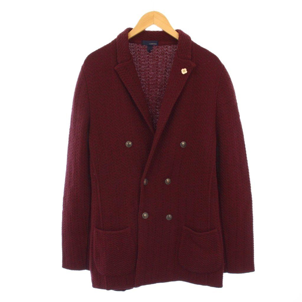 ラルディーニ LARDINI ブートニエール ダブル ニットジャケット テーラードジャケット L ボルドー KH