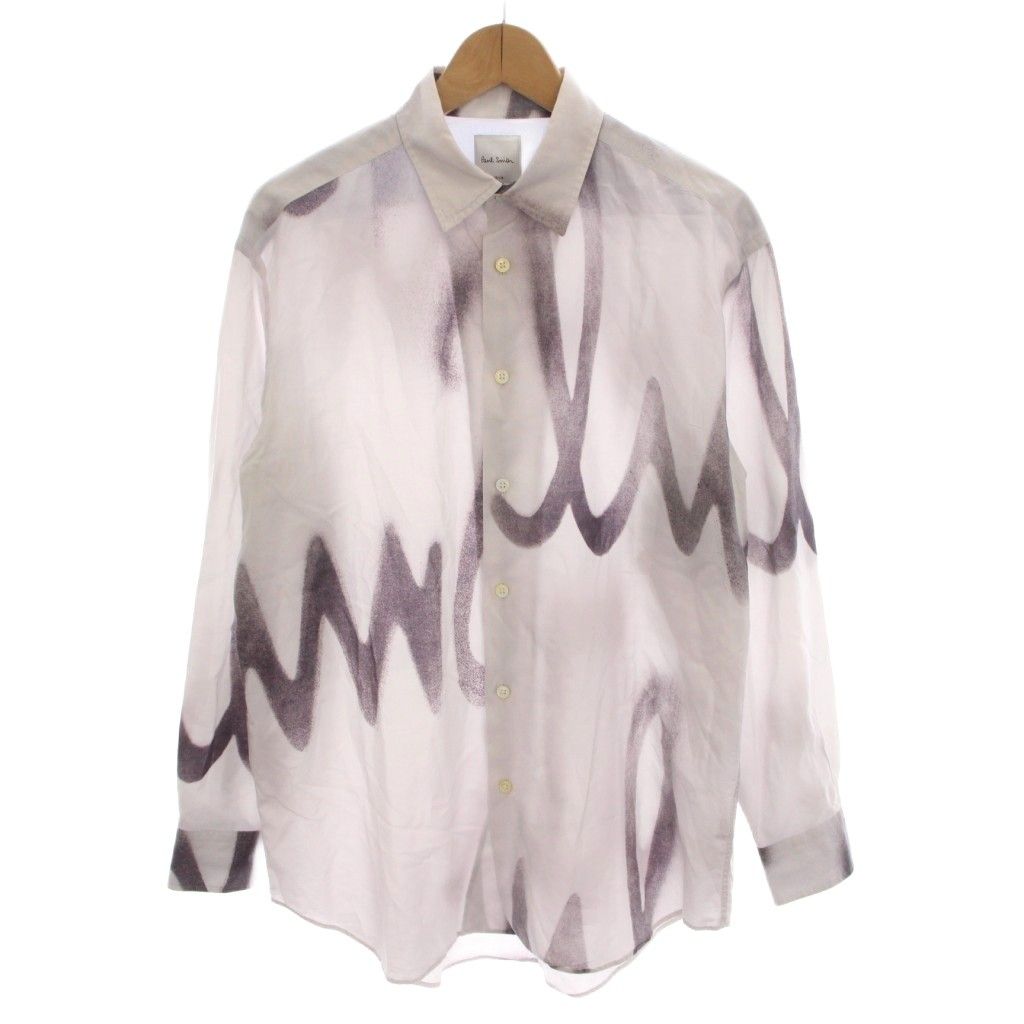 ポールスミス PAUL SMITH Spray Logo プリントシャツ 長袖 M ライト