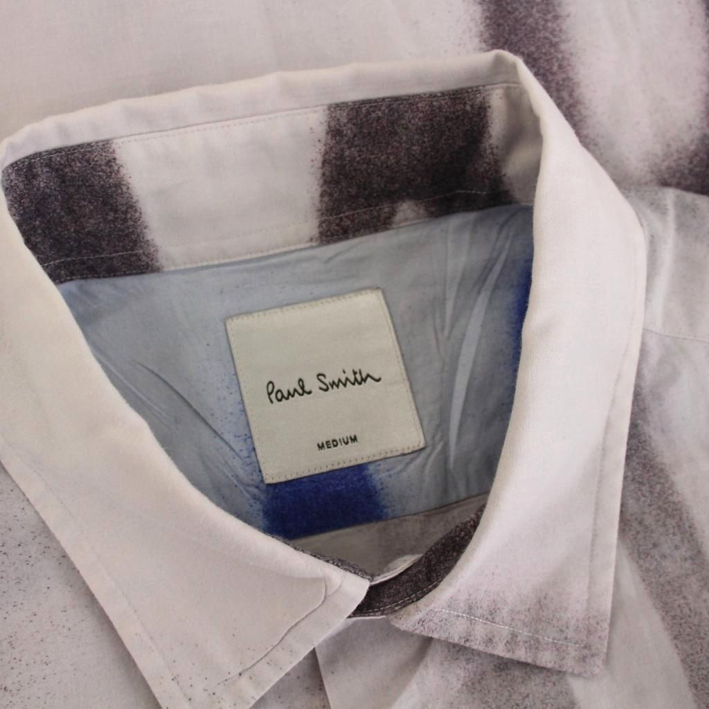 ポールスミス PAUL SMITH Spray Logo プリントシャツ 長袖 M ライト