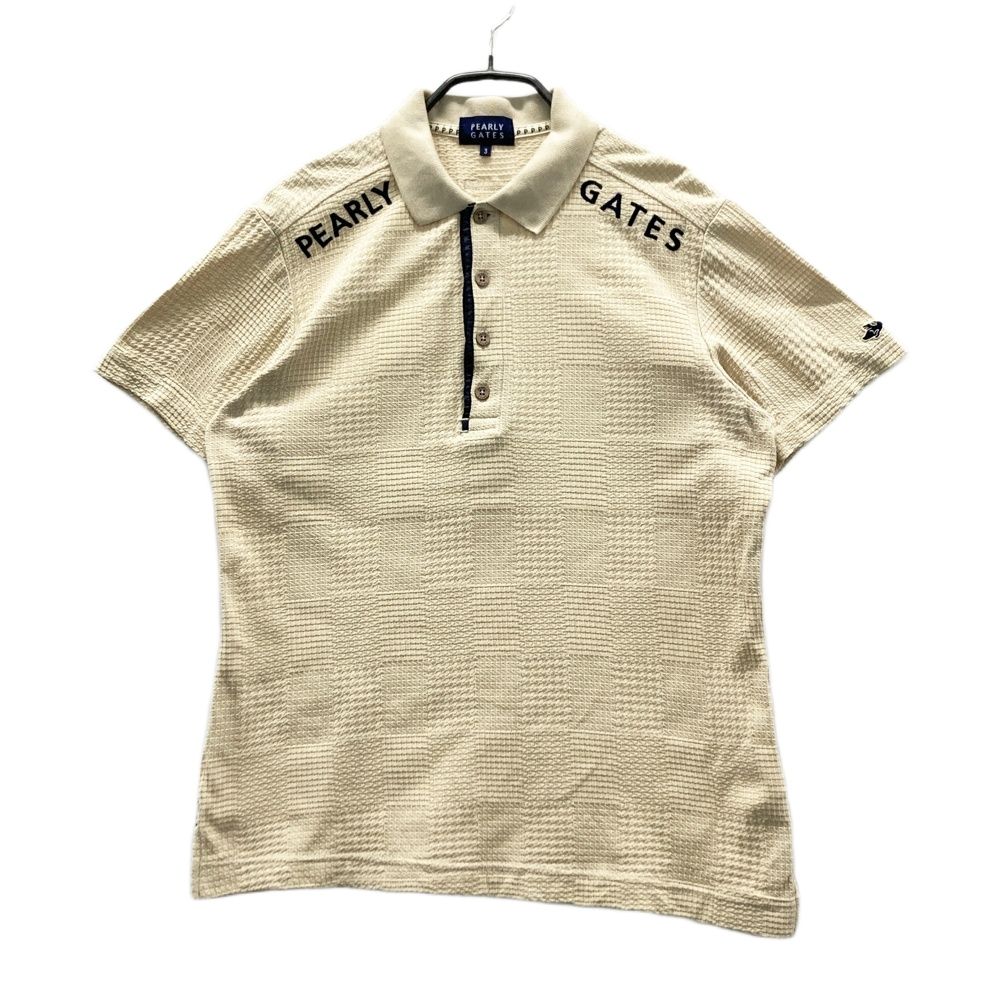 サイズ 3 PEARLY GATES パーリーゲイツ 半袖ポロシャツ 総柄 ベージュ系 ゴルフウェア メンズ ストスト