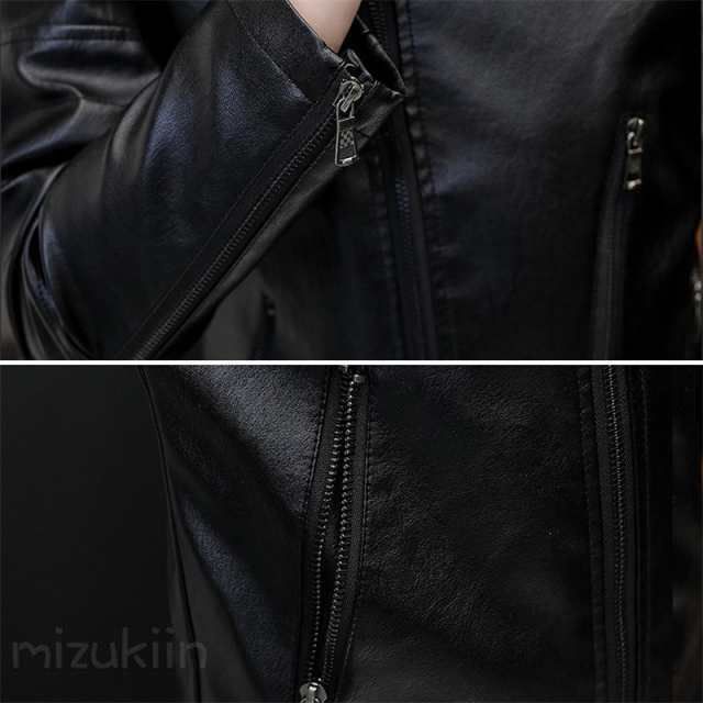  ライダースジャケット メンズ レザージャケット 裏ボア 裏起毛 革ジャン ライダース ジャケット シンプル ブルゾン アウターバイク フェイ コート ジャケット ファッション